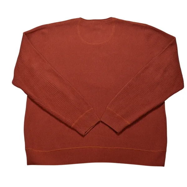 Islander Womens Terracotta Orange 100% Cotton Ribbed V-Neck Sweater Size M - Image 3