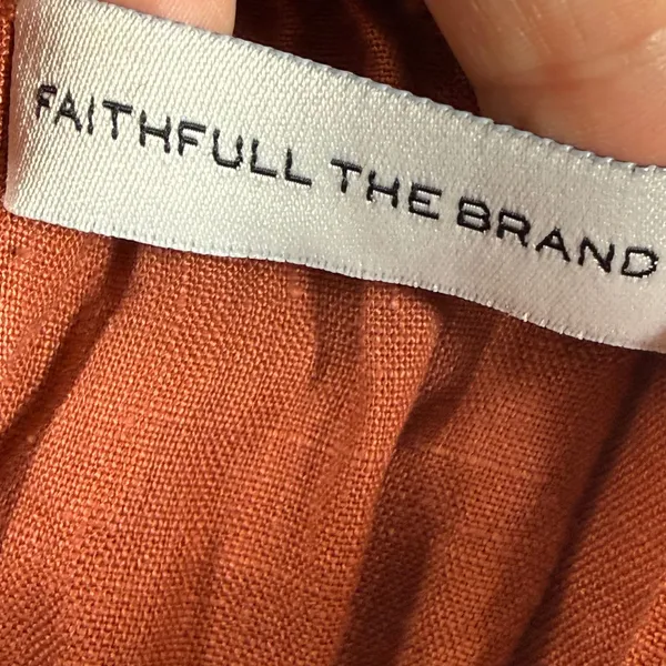 Faithfull The‎ Brand Womens Linen Smocked Halter Top Terracotta Rust Size Large - Image 2