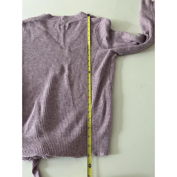Anthropologie Moth Women’s Sweater Small Lilac Knit Tie Front V Neck Pullover - Image 10