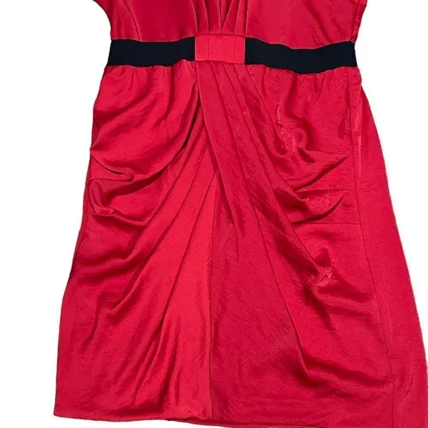 BCBGMAXAZRIA Red Iselin Midi Drape Dress Size Small - Image 5