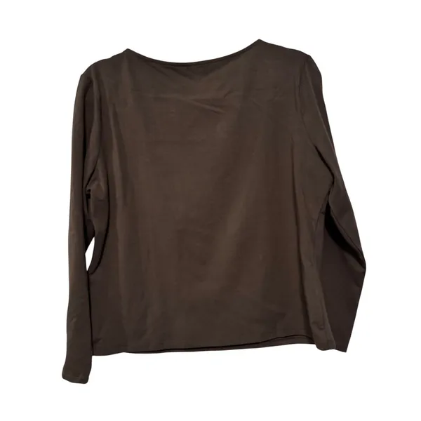 Express Womens XL Brown‎ Square Neck Long Sleeve Top Stretch Knit Shirt - Image 4
