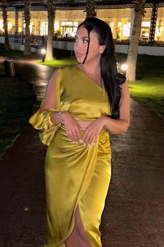 Zara dress midi maxi asymmetric cut out satin wedding party one shoulder - Image 3