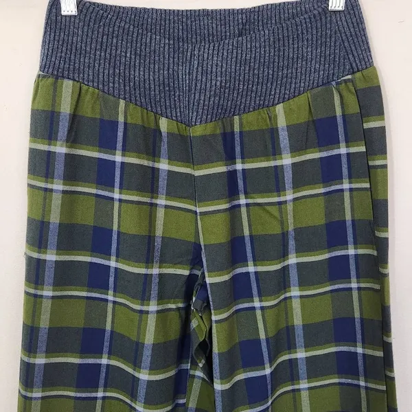 WeWoreWhat Green and Navy Plaid Pant NWT Size Small Low Rise Plaid Knit Pants - Image 3