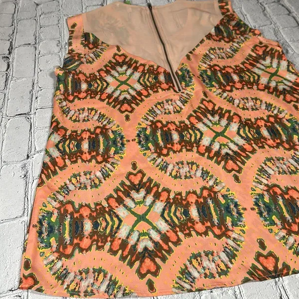 Collective Concepts Multicolor Watercolor Coral sleeveless Blouse size Large - Image 12