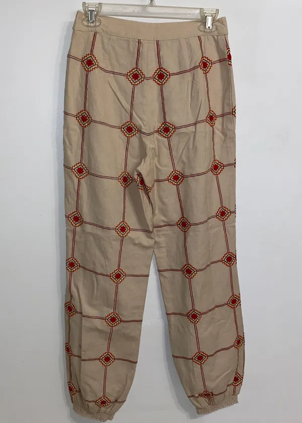 NWT $138 Ivory Lattice Embroidered Joggers XS - Image 6