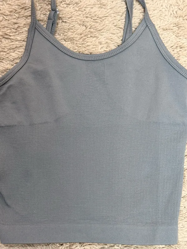 Grey Women's ribbed athletic crop tank top size XS NWOT - Image 4