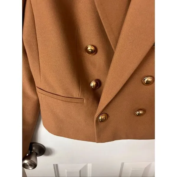 Express double breasted brown and gold buttoned blazer military style jacket siz - Image 2