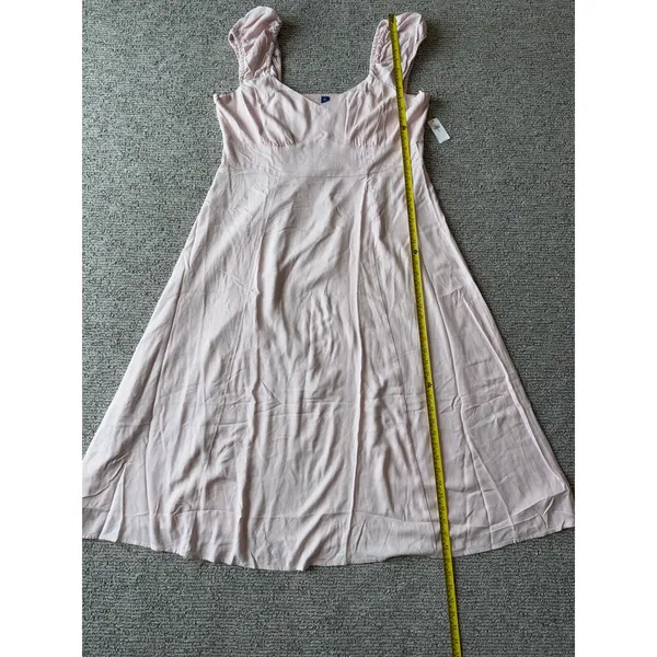 Old Navy Pink Rayon Midi Dress XL Tall Sweetheart Ruffle‎ Sleeve Fit & Flare New - Image 7