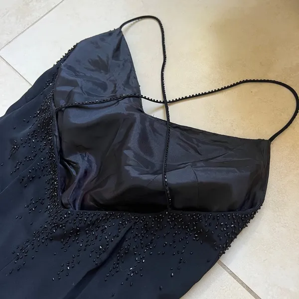 Cache Black Lace Beaded Crisscross Back Evening Formal Mermaid Dress Size 2 - Image 7