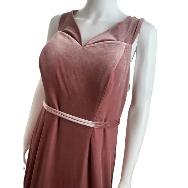 Cocomelody Dusty Rose Velvet Maxi Gown V-Neck‎ High Slit Formal Dress Mauve - Image 7