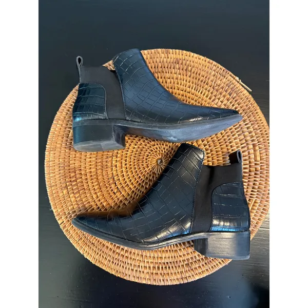 Dolce Vita Tristan Black Croc Embossed Leather Chelsea‎ Ankle Boots 8M - Image 7