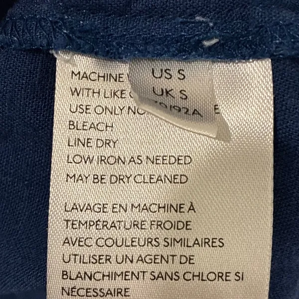 Free People We The Free Top Beating Hearts Colorblock Linen Blend Blue Sz Small - Image 7