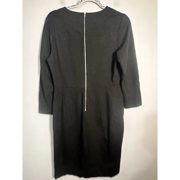 J.Crew Womens Zip Ponte Dress Charcoal Gray Three-Quarter‎ Sleeve Sheath Size 6 - Image 5