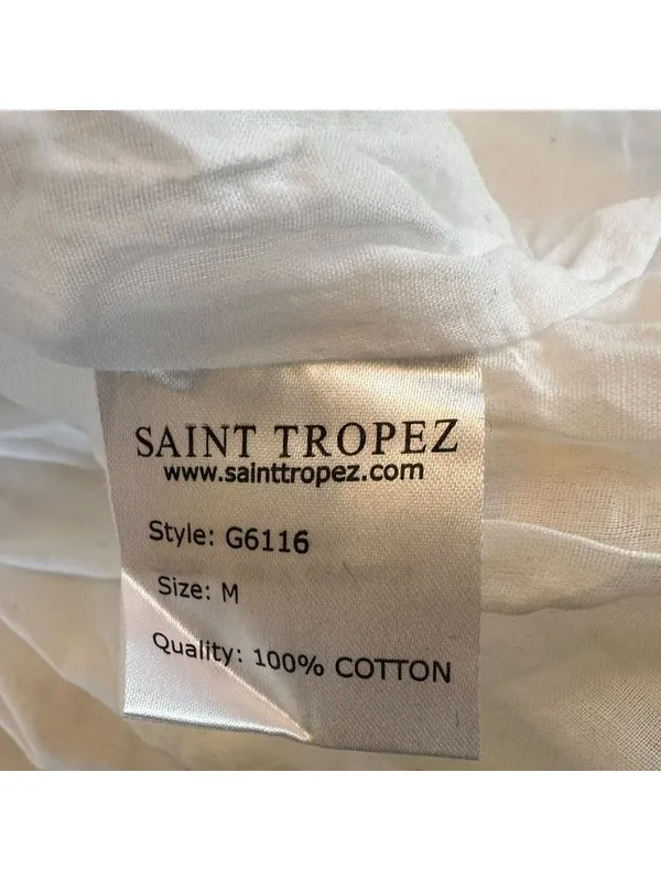 Saint Tropez White Cotton Boho Maxi Dress Lace Trim Strappy Lined Size M - Image 5
