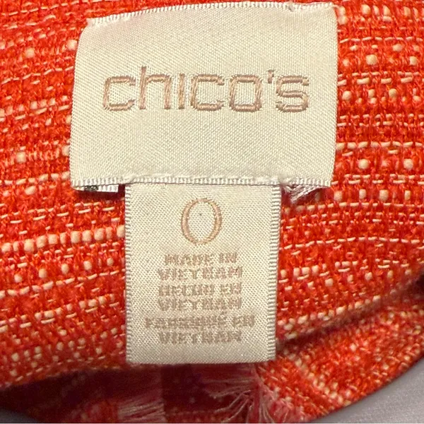 Chico’s Tweed Single Button Full Zip Long Sleeve‎ Jacket Orange Size 0 (4) - Image 8