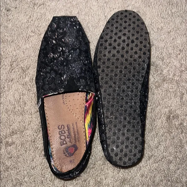 BOBS by Skechers‎ Black glitter 7Lace Slip-On Flats - Image 2
