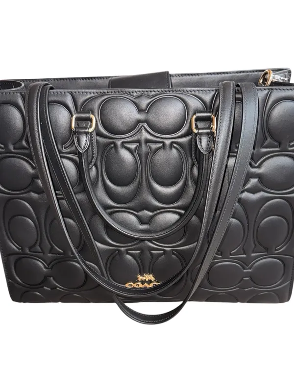 NWT Coach Maggie Large Tote Bag In Signature Leather Black 100% Authentic - Image 2