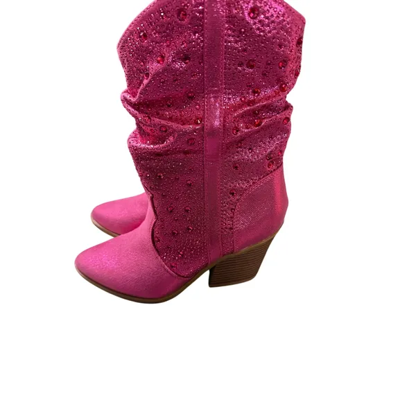 Sugar Kassandra 2 Pink Rhinestone Slouchy Boots - Image 7