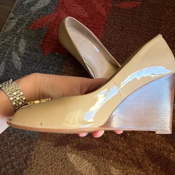Tory Burch Burnt Almond Jade 85MM Peep Toe Wedge - Image 2