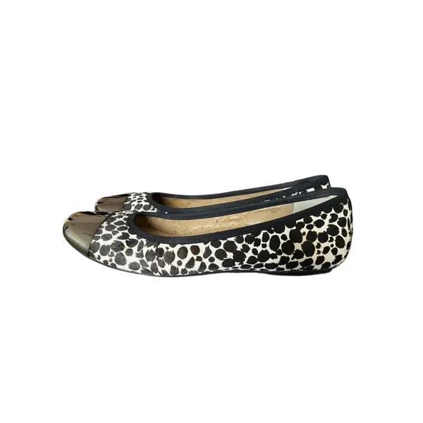Neiman Marcus Metallic Toe Leopard Print Ballet Flats calf Hair size 8 flawed - Image 4