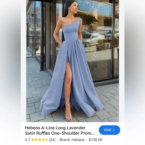 NEW! HEBEOS A-Line/Princess Satin Ruffles One-Shoulder Floor-Length Dress size 4 - Image 9