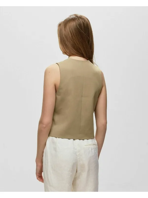 Samsoe Ramona Vest in Tan Medium Womens Sleeveless Tank Top - Image 13