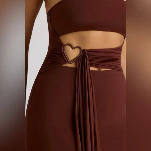 Oh Polly Natalya Bandeau Mini Dress in Chocolate Brown Size 4 New with tag - Image 2