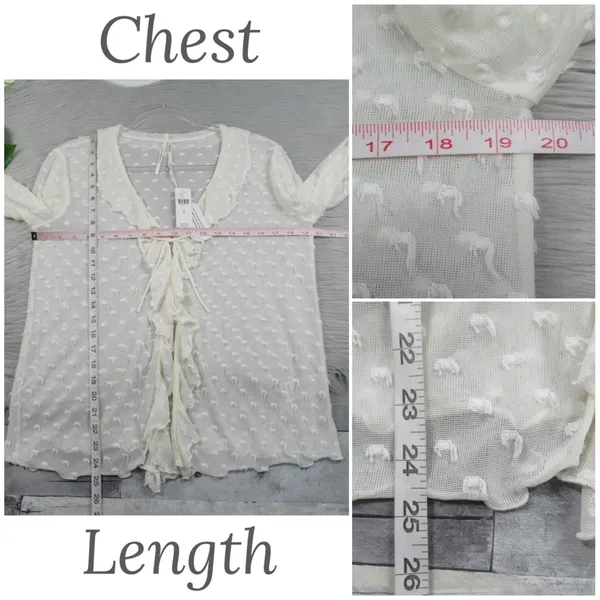 By ANTHROPOLOGIE Long-Sleeve Clip Dot Sheer Textured Blouse Women's Size Medium - Image 10