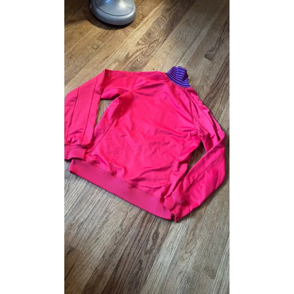 Nike Dri-FIT Womens Pink Track Jacket Full Zip Striped High Neck Small - Image 2