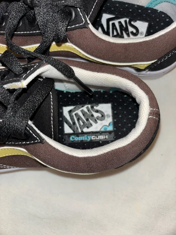 Vans Women’s Black, Brown, and Yellow Sneakers - Image 6