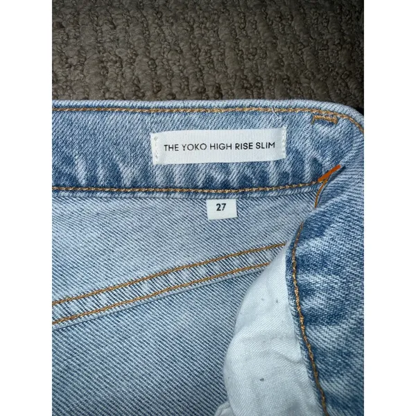 Denim Forum The Yoko High Rise Slim Jeans Womens 27 Light Wash Excellent‎ Frayed - Image 3