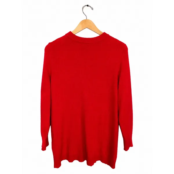 Anthropologie Red Button Front Tunic Sweater Womens M Long Sleeve Knit Top - Image 3