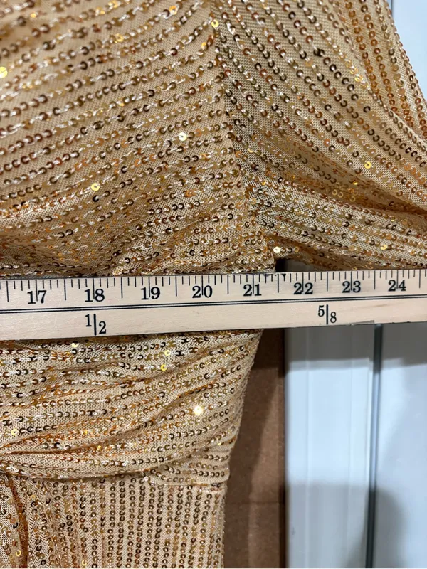 Gold Sequin Faux Wrap Maxi Dress - Image 5