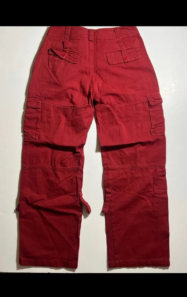 Red Cargo Pants Size M - Image 3
