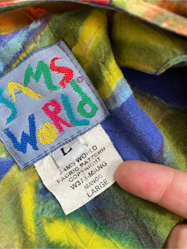 Jams World Mango Print Rayon Shift Dress Made in Hawaii‎ Sz L 🧡🎀 - Image 11