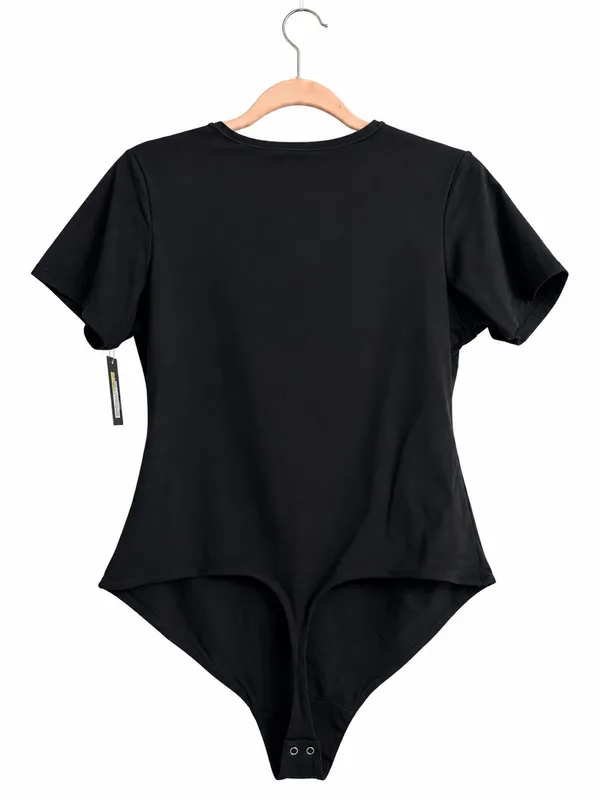 NWT Auden Luxury 4-Way Stretch Black Short Sleeve Bodysuit 1X - Image 5