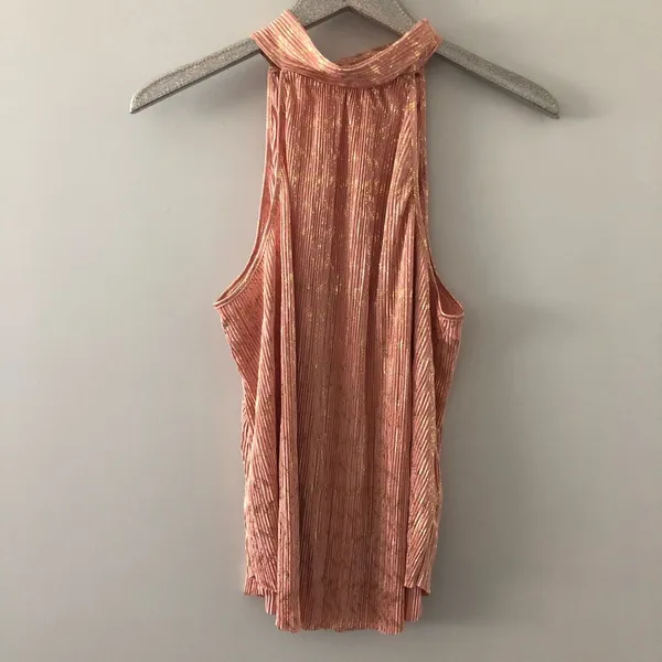 Anthropologie Vickie Halter Top Peach and Metallic Gold NEW - Image 2