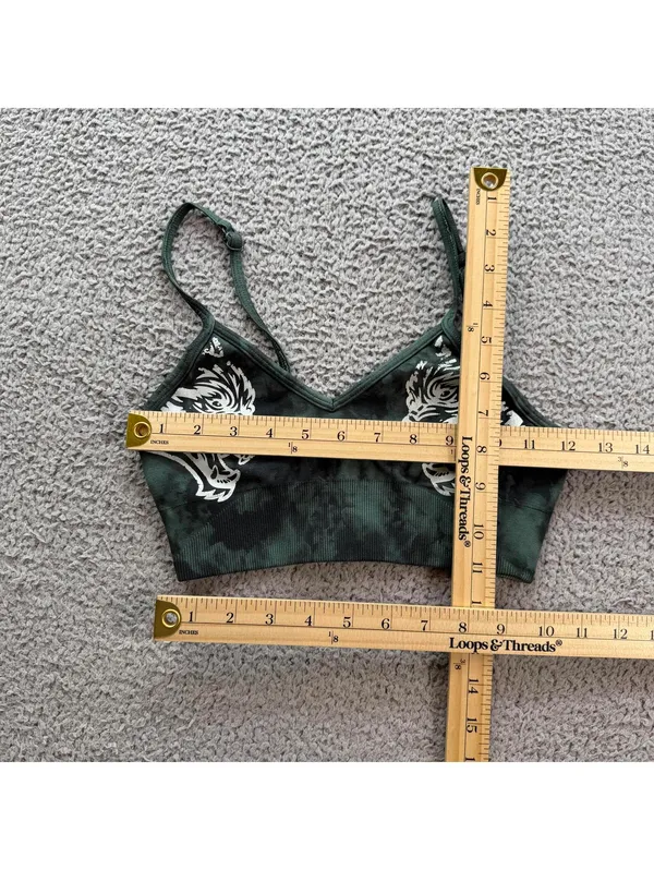 Darc Sport Wolves SHE Seamless Sports Bra S Rare 1 of 500!! Green Marble Tie Dye - Image 3
