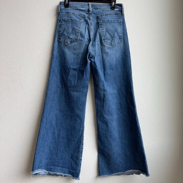 MOTHER Tomcat Roller Fray Healing Jar Solid Blue Wash Wide Leg Raw Hem Size 30 - Image 5