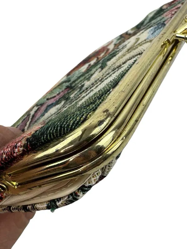 *Vintage Floral Tapestry Wallet Kisslock Bi-Fold Credit Card Check Book - Image 8