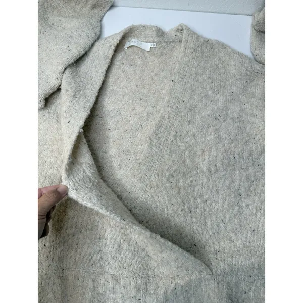 ASTR Cream Long Sleeve‎ Fuzzy Boucle Wool Blend Faux Wrap Sweater Boho Size XL - Image 9