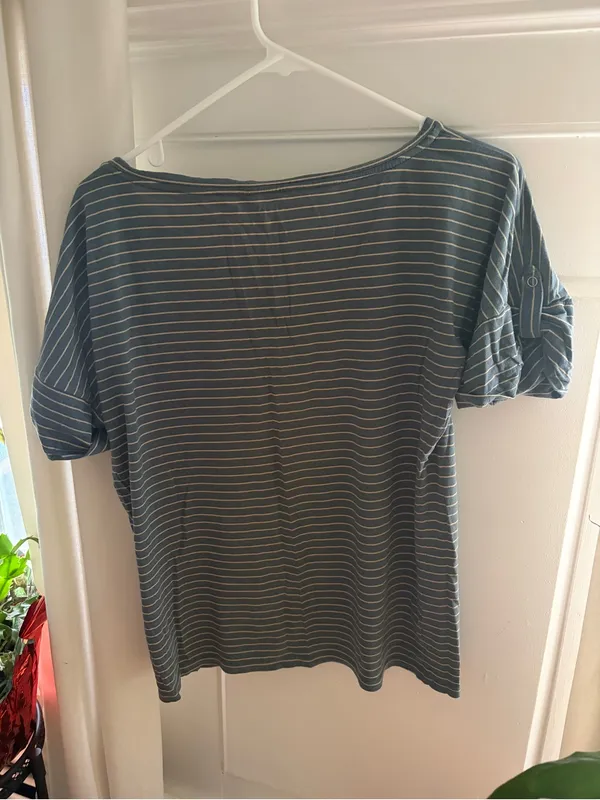 Ann Taylor Blue Striped Shirt Size M - Image 2