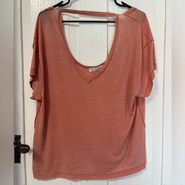 Free People We the Free All Mine orange lightweight short sleeve top size small - Image 2