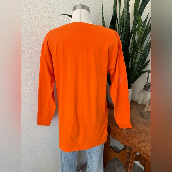 Vintage Halloween Long Sleeve Shirt Orange Graphic 90s witch ghost fall medium‎ - Image 2