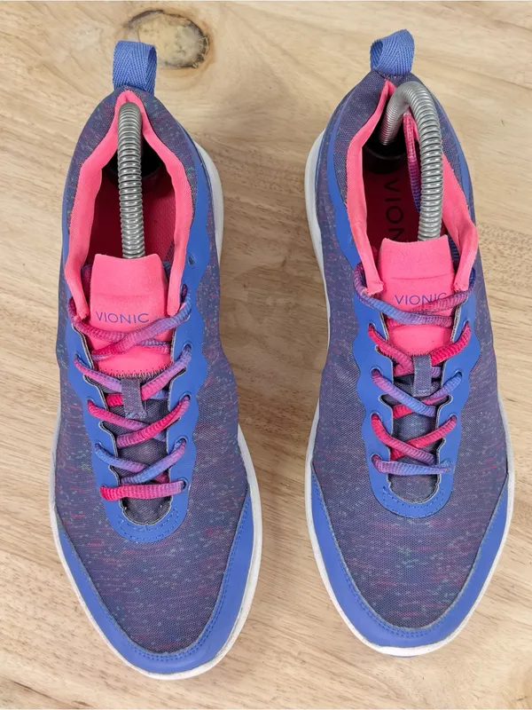 Vionic Agile Fyn Mesh Lace Up Low Top Sneakers Blue Pink Space Dye Size 8 335FYN - Image 4