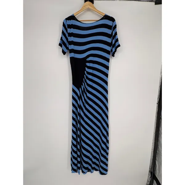 Anthropologie Moth Striped Maxi Dress Y2K 90s Coastal Cool Girl Stretch Nautical - Image 6