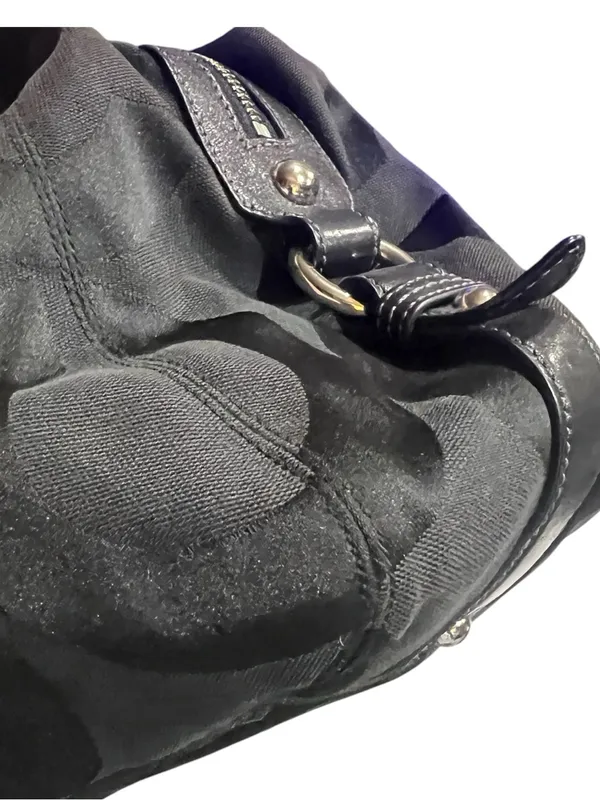 Coach black monogram hobo bag "C" pattern sateen fabric, signature Coach hangtag - Image 9