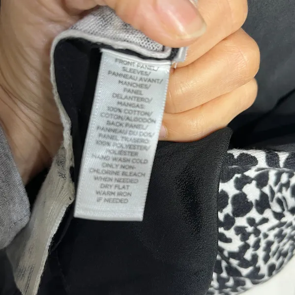 LOFT Women’s Black White Floral Spot‎ Mixed Media Sweater Size Medium - Image 5