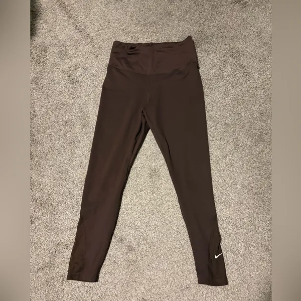 Women’s Nike Size Medium Ankle Mesh Brown Leggings - Image 2