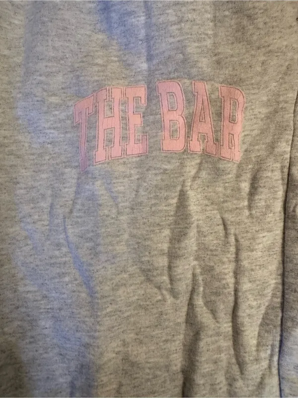 The Bar Varsity Sweatpants Grey Pink Logo Size Medium EUC SIZE SOLD OUT ONLINE - Image 3
